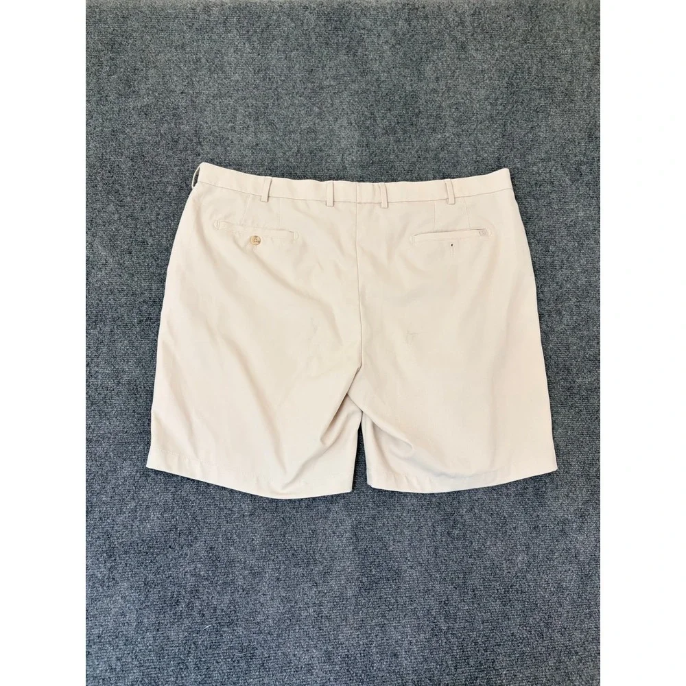 Peter Millar Mens Performance Golf Shorts 42 Stone Beige Flat Front Polyester
